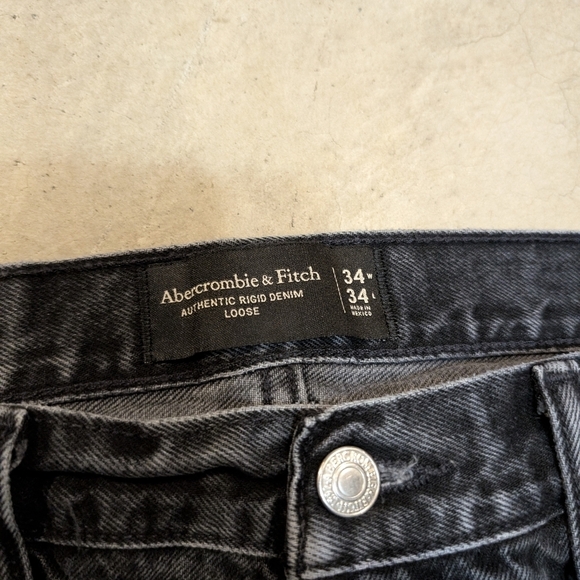 Abercrombie & Fitch Rigid Loose Mens 34x34 (33x32) Denim Jeans Gray - Picture 2 of 4